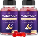 NutraChamps (Pachet de 2 gume Melatonin pentru adulți, extra puterea de dormit de ajutor vitamine, 5mg sau 10mg doza, aroma de capsuni naturale Vegan pentru somn mai bun, 120 gume