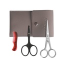 LIVEO 4.5 inci Barbă & Mustață Foarfece pentru bărbați, Professional rotunde Sfat siguranță ascuțit oțel inoxidabil Frumusețe mic nas facial tuns foarfece Kit cu mini piepteni și piele caz