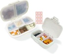 2 Pack Pill Organizer Box - Small Pill Dispenser Home Travel Essentials Supplement Holder Portable Vitamin Case 8 Compartment & 3 Compartment Container Daily Medicine