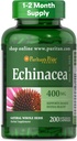 Pride Premium Premium Echinacea Natural Herb Supliment Herb 400mg, Supliment alimentar pentru sănătate, Suport Sistem imunitar, 200 Capsule de eliberare rapidă