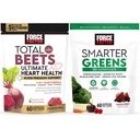 Bundle of Force Factor Totale Beets Ultimate Heart Health Support Chews cu CoQ10, 60 Soft Chews + Smarter Greens Superfood Chews, pentru a sprijini Digestion, 60 Soft Chews