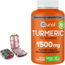 Turmeric 1500mg Supliment, 95% Curcuminoide, 220 capsule (110-Day Supply) cu două (2) Cazuri de pastile de călătorie.