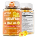 Gume de turmeric 1000mg w/MCT ulei C8 C10, Antioxidant organic, Curcumin Turmeric Supliment cu extract de piper negru, Suport Comfort, Boost Energy, Absorbție Ultra, Zahăr fără, 60 Cts