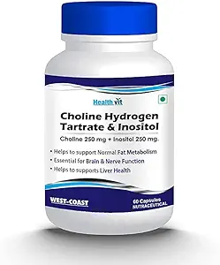 Tartrat de hidrogen colină 250mg & Inositol 250 Mg - 60 Capsule 
