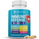 Suport imunitar 8 în 1 Capsule - Supliment de zinc, vitamina D3, vitamina C și elderberry - Suplimentul de rapel imun cu echinacea, rădăcină de ghimbir, și Turmeric