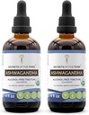 Ashwagandha Tincture Extract fără alcool, USDA Organic Ashwagandha Withania Somnifera Anti-Stres şi Relaxare 2x4 OZ