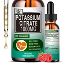 Potasiu Citrate Picături lichide,Potasium Supliment 1000mg Suport lichid Crama musculara Relief, Heart Health and Sleep,Highly Absorbable pentru adulți Femei și bărbați, Vegan, 30 Serviri