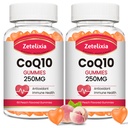 2 Pack CoQ10 Gummies, 5X Coenzimă de absorbţie mai bună Q10 pentru energie celulară şi suport antioxidant, 120 Gume de piersici