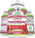 Premium Pudră de rodie Supliment 1200mg, Suporturi Hipertensiune arterială sănătoasă, Articulații, Piele & Anti Îmbătrânire cu Bioperine Black Pepper, Antioxidant puternic cu vitamina C & K, 120 Capsule Vegan