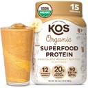 KOS Organic Plant based Proteine Powder, Unt de arahide ciocolata - Delicioasa pudra de proteine Vegan - Keto Friendly, Gluten Free, Dairy Free & Soy Free - 15 Serviri