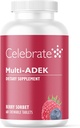 Celebraţi vitaminele Multi ADEK Chewables, gratuit de fier - Zilnic Bariatric Multivitamine, Nivel ridicat de vitamine A, D, E, K & B12 pentru pacienţii cu intervenţii chirurgicale Duodenal Switch - Berry Sorbert (60 comprimate)