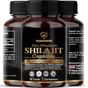 Capsule Himalayan Shilajit - 100% Pure & Naturale 90 Pastile Vegane - Gold Grad Wellness, Energy & Vitality Supplement pentru bărbaţi şi femei - Gradul A Shilaj bogat în acid fuzelian şi Humic
