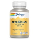 SOLARAY Vegan Betaine HCL cu Pepsin - supliment de acid clorhidric pentru sanatate digestiva - cu betaine clorhidrat si enzime digestive - Suport de sanatate Gut - 60-Day Guarantee, 90 VegCaps