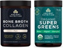 Nutritie antica Broth Colagen Pulbere, Pure, 30 Serviri + Supergreen organic pulbere, aroma verde, 25 Serviri