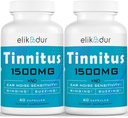 1500 MG Tinitus pentru urechi inelare, Tinitus Supliment pentru inelarea urechii, Herbal Blend brevetat, Tinitus ureche pentru bărbați, (60 Caps, 2-pack)