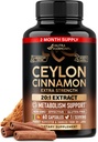 Capsule cu scorţişoară ceylon - Putere suplimentară - Energie Inimă & Metabolizare Suport pentru bărbaţi şi femei - Scorţişoară naturală pură 20:1 Supliment de extragere - OMG & Gluten gratuit - Made in USA - 60 Capsule 2 Luna