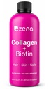 Zena Nutriție lichid Colagen pentru femei & Bărbați (Tip 1 & 2) & 5000mcg Biotin, 2500mg Verisol Bioactive Colagen Peptides, Păr, Piele, Nail Supliment, Mixed Berry, 60 Servings, 20.3 fl oz