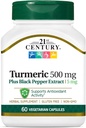21st Century Turmeric 500 mg Plus Black Pepper Extract Vegetarian Capsule, 60 Conte