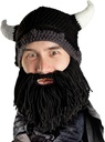 Barbă Cap Viking Looter - Original manual Knit Helmet și Barbă neagră detașabilă