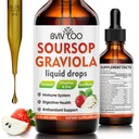 Soursop Graviola Picături lichide pentru Suport Cell & Regenerare, Immune Boost, Relaxați-vă, Ficat și somn, Soursop Bitters lichid, Zahăr/Gluten gratuit, Aroma naturală de căpșuni - 2 Fl Oz (60ml) Flacon