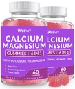 Gume de calciu fără zahăr, g/vitamina D3 K2, gume de zinc de calciu pentru oase, musculare și imune, Algae CA Magneziu 2:1 Raport Supliment de calciu pentru femei și bărbați - Vegan