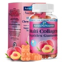 Multi Colagen Peptides Gummies, Zahar Free Hydrolyzed 5000 mg Pulbere Thistype I,II,III,V,X cu Biotin Acid hialuronic Vitamina C A D B6 B12 L-Glutatione pentru Piele unghiilor articulate - Gume de piersici