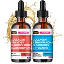 Colagen Mojo Liquid Colagen Peptides with Sea Moss, Brodock Root & Bladderwrack + Liquid Colagen Peptides with Ashwagandha, Elderberry & L-Theanine