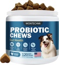 Probiotice pentru câini, Îmbunătățirea mâncărimile pielii Urechi, Sanatate Guts, Echilibru Drojdii, Alergii, Imunitate, Probiotice Dog și Enzime digestive cu prebiotice, Reduce diaree (Chicken, 120 de mestecate)