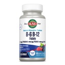 KAL Vitamina B-6, B-12 & Acid folic Supliment, Heart Health, Energy & Red Blood Cell Support*, cu vitamina B12 Metilcobalamină & Folat, aroma naturală Berry, 60 Servings, 60 ActivMelt Micro Tablets
