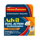 Advil Dual Acţiune înapoi Caplete de durere Livrează 250 mg Ibuprofen şi 500 mg Acetaminofen per doză timp de 8 ore de ajutor dureri de spate - 18 Conte