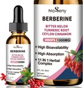 Drops-Berberine Liquid Drops-Berberine HCL Drops with Ceylon Cinnamon, Bitter Melon, Turmeric, Liquid Herbal Extract Supliment for Immune & Digestion Health (60ml)