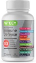 Viteey 11 in 1 Immune Support Supplement - Immune Defense with Vitamin D3, B6, Echinacea, Turmeric, Rose-HIPS, Selenium, BioPerine, Ginger, Elderberry Vitamin C and Zinc - 60 Count