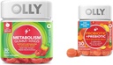 OLLY Metabolism Gummy Rings, Apple Cider Otegar, Vitamina B12, Crom & Probiotic + Prebiotic Gummy, Digestive Support and Gut Health, 500 Million CFUs, Fibră