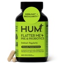 HUM Flatter Me Digestive Enzime Plus Prebiotice & Probiotice, Digestive Health Blooting Supliment pentru femei și bărbați, Acting rapid anti Bloat pastile Multizyme pentru Debloating, Vegan, 60 capsule