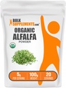 BulkSupplements.com Pudră organică Alfalfa Grass - Suplimentul Alfalfa, Superaliment verde - Vegan & Gluten Free, 5g per Serving, 100g (3.5 oz) (Pachet de 1)