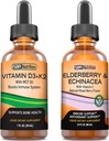 SBR Nutritie D3+K2 si Elderberry Bundle Vitamina D3K2 (MK7) Picături lichide, Peppermint,1oz 