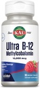 KAL Ultra B12 Metilcobalamină 10000mcg, vitamina de mare potenta B-12 pentru energie sanatoasa, metabolice, nervi, Red Blood Cell Support,* Aroma naturala de zmeura, Vegetarian, 30 Micro Tablete, 30 Servings