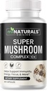 MINATURALS Capsule Complexe de ciuperci - Lion's Mane, Reishi, Cordyceps, Chaga, Turcia Coada, Maitake - Suplimentul corp de fructe reale - 10 in 1