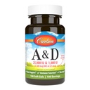Carlson - A & D, 25000 UI (7500 μg RAE) Vitamina A, 1000 UI (25 μg) Vitamina D, Vision Support, Skin Health, 100 Softgels