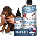 PetSilver - Suport imun (16 fl oz) și spălare a ochilor (4 fl oz) cu argint Chelated patentat - Alergii, tratament pentru tuse Sinus & Tuse - Eye Cleaner & Tear Stain Remover pentru pisici și câini - Made in USA