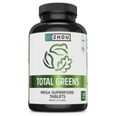 Zhou Total Greens - Super Greens Suplimente, Daily Veggie pastile, Superfood Tabs, Suplimente vegetale pentru adulți, Vitamine comprimate - 120 comprimate