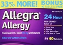 Allegra Alergia 40 Tablete (Bonus Pack - 33% Mai mult) 24 Ore de protecție - non Drowsy