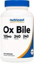 Nutricost capsulele de Ox Bile 125mg, 240 capsule - non-GMO