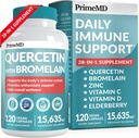 28-in-1 Querbetin cu supliment de Bromelain pentru suport zilnic de aparare imuna - Querbetin cu vitamina C si zinc pentru adulti imbogatit cu vitamina D si elderberry (120ct)