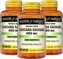 Mason Natural Cascara Sagrada 450 mg, Herbal Supplement for Normal Digestive Function Support, 100 Caplets (Pachet de 3)