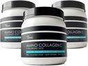 (3-Pack) Amino Colagen C - Colagen Pulbere (180 Scoops) - Colagen Peptide marine + Acid hialuronic. Fără zahăr. Fără Odor, fără OMG-uri, pentru păr, piele, unghii, articulații, & Gut Health.