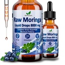 Raw Moringa lichid picături 8000 mg, Organic Moringa Oleifera Leaf Extract w. Supergreens Blend de Wheatgrass, Barley Grass pentru antioxidant, Energie & Imune, potenta mare decât capsule pulbere