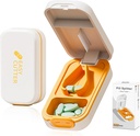 Small Pill Cutter, Splitter pentru pastile mici, blocare de siguranță, Easy Open Close, Professional (White Orange)