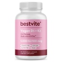 BESTVITE Vegan Vitamina D3 5000 UI + Vitamina K2 100 mcg ca MK-7 (120 capsule vegetariene) - Nu Stearates - Vegan - Non OMG - Gluten Free