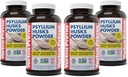Yerba Prima Psyllium Husks Powder - 12 oz (Pachetul de 4) - Natural Fiber Supplement - Colon Cleanse - Gut Health - Vegan, Non-GMO, Gluten-Free (Nou eticheta - ambalare mai Vary)